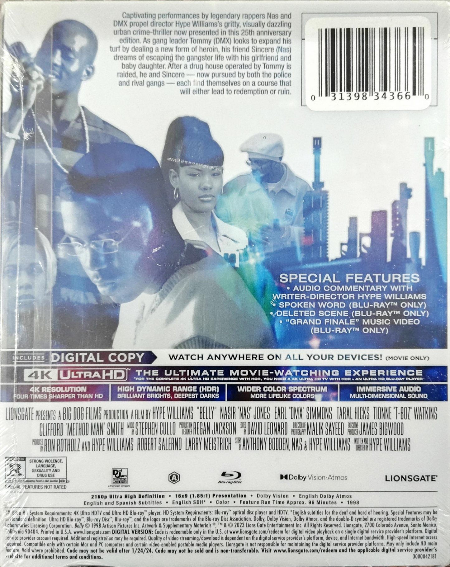 Belly Limited Edition Steelbook Blu-ray / Ultra Blu-ray / Digital Sealed