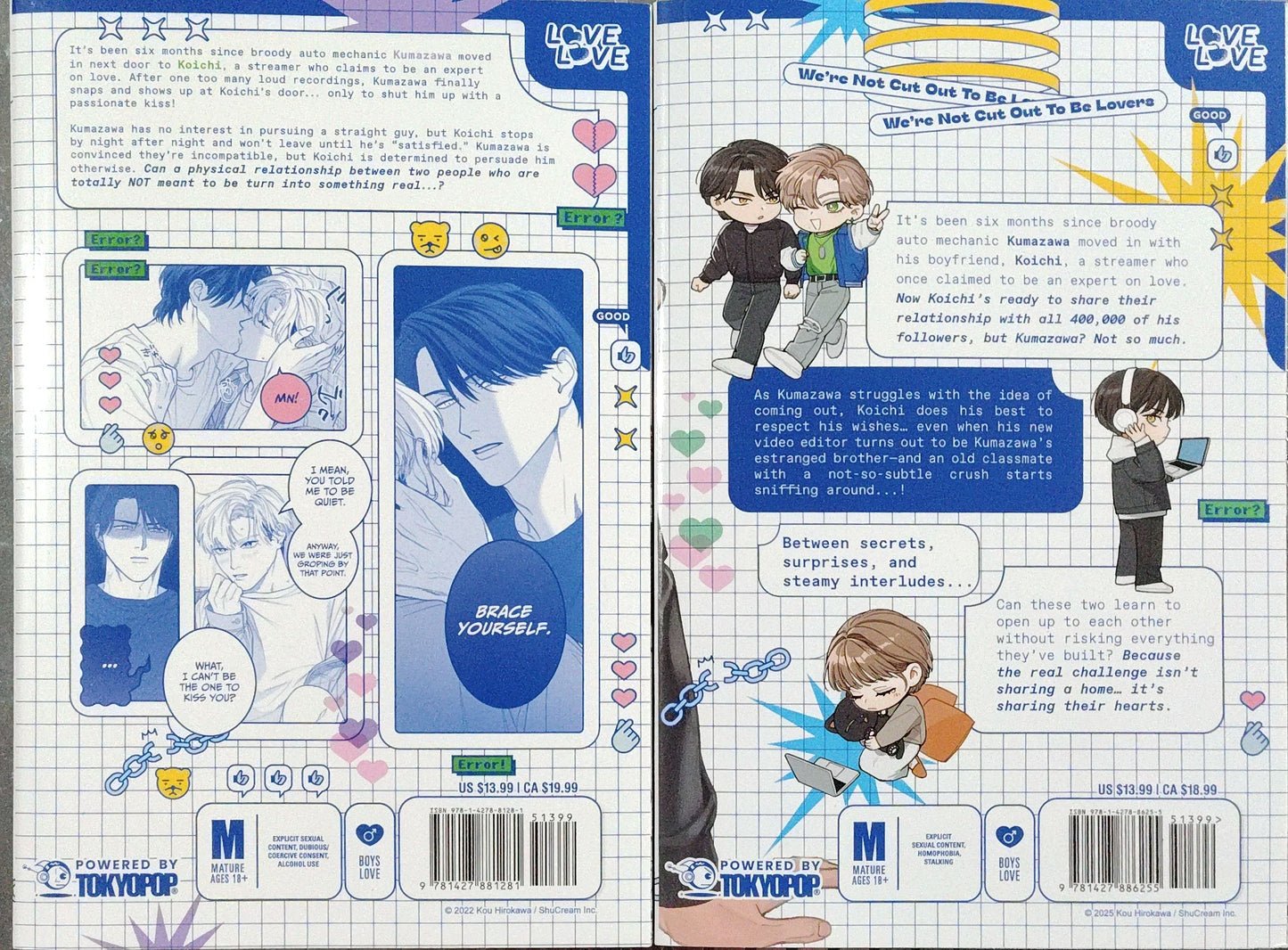 We're Not Cut Out to Be Lovers, 1 and 2, Kou Hirokawa, Manga, BL, Yaoi, Mature
