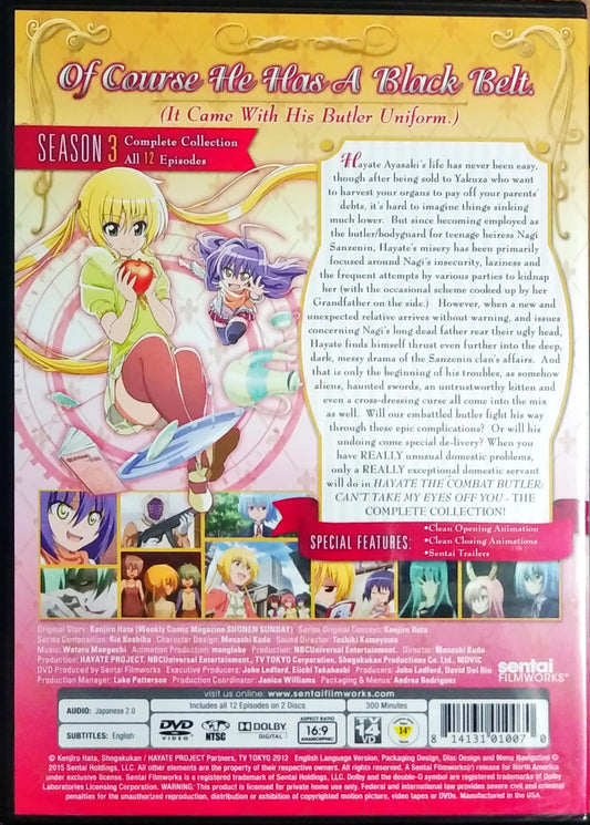 Hayate the Combat Butler Season 3 Can't Take My Eyes Off You DVD Complete Collection Sealed