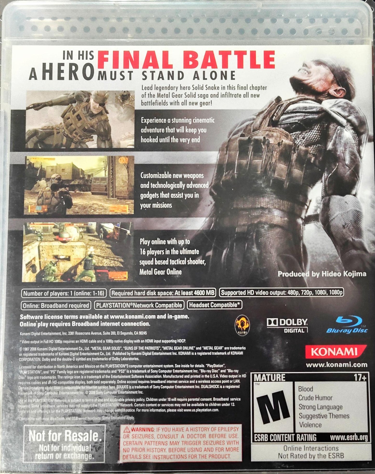 Metal Gear Solid 4: Guns of the Patriots PlayStation 3, Open-box Complete Tested