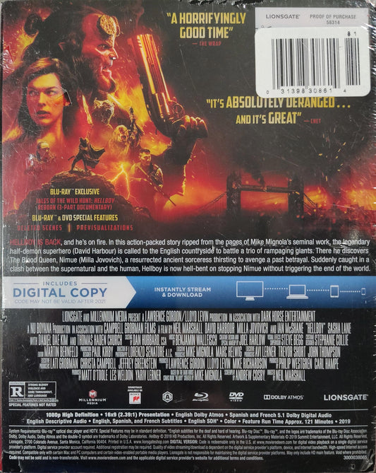 HellBoy Limited Edition Double Sided Steelbook Blu-ray / DVD / Digital Sealed