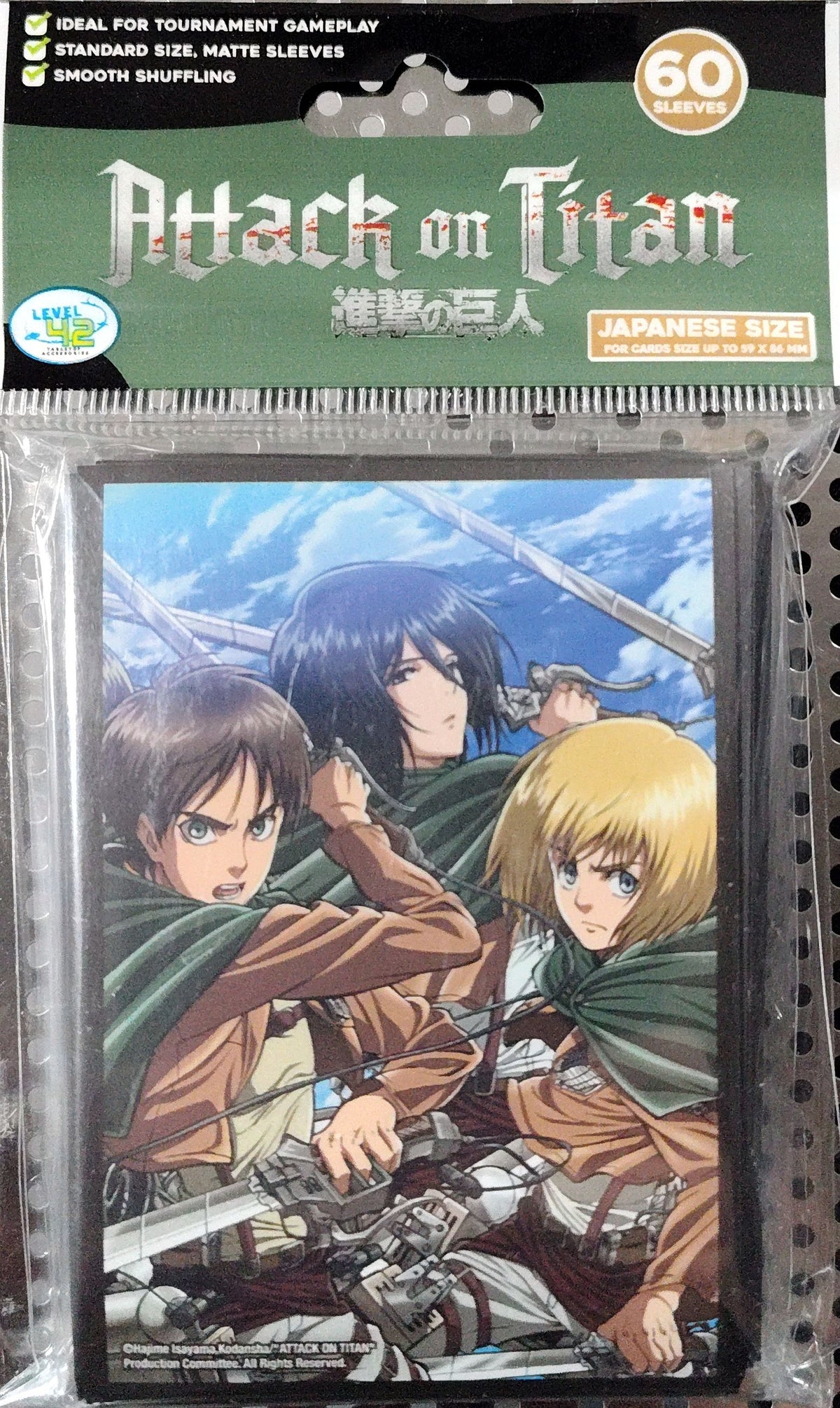 Attack on Titan, Eren, Mikasa, and Armin, Anime Card Sleeves 60 Standard Size